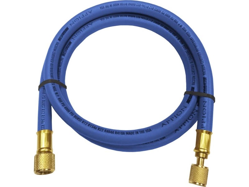 Appion 9802805 MH380006EAB 3/8" Diameter Hose, 3/8" FL to 1/4" FL Vacuum Certified Refrigerant Hose, 6', Blue